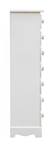 White wooden chest of 7 drawers Blanc cm 29 x 23 x89