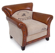 Charleston armchair in beige vintage leather