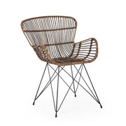 Rustic armchair in natural fibers Ventrus Croco