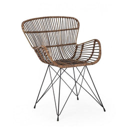 Rustic armchair in natural fibers Ventrus Croco