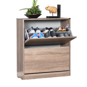 Shoe cabinet with 2 flap doors, oak color 73x26xh.84 cm