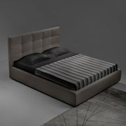 Napoli double bed in dove gray fabric with container