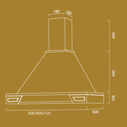 GINEVRA white rustic kitchen hood with ash-coloured inlaid wooden frame 60 cm