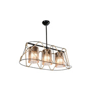 Gezegen pendant lamp ASZ0986 3 lights black metal and rope