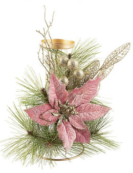 8x Annabel Poinsettia Rosa H25 Candle