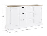 Dorotea sideboard 2 doors 4 drawers in white melamine wood