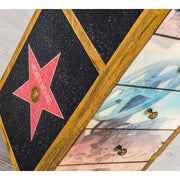 Chest of drawers with 6 multicolor decorated drawers in mango wood 42x45xh.110 cm