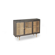 Modern dark gray sideboard with gold rattan cm 160 x 38 x h 75