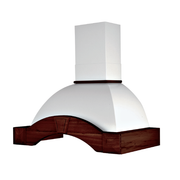 GAIA white rustic kitchen hood with wooden frame in tobacco color inlay 90 cm