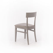 Chair in light gray lacquered wood with imitation leather seat 44x45xh. 82 cm