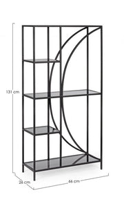 Korvet 4-storey black metal bookcase