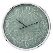 Metal clock with green and white border cmø48x6