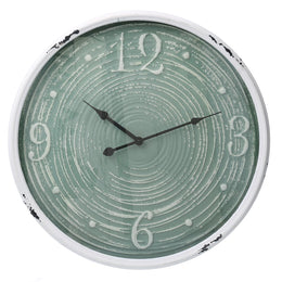 Metal clock with green and white border cmø48x6