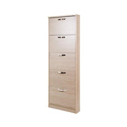 Slim shoe cabinet in melamine wood 5 flaps elm cm 180x65x15