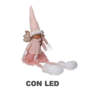 Pink fabric led angel cm13x10h52