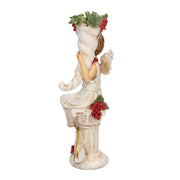 White resin angel with fruit 12.5x10h27 cm