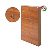 Slim antique walnut shoe cabinet in melamine wood 3 flaps 108x65x15 cm