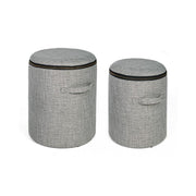 Set 2 Fabric pouf with container RADMILA Gray