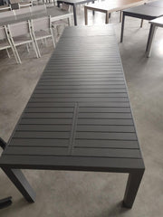 Extendable aluminum garden table in dove gray 100 x 200-260-320 x h 75 cm