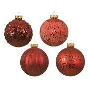 Red Christmas balls assorted matte glossy Ø8 cm