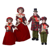 Singer family in Scottish red fabricset 4pcs cm21x15h70