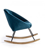 Annika rocking armchair with peacock blue velvet effect