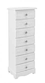 White wooden chest of 7 drawers Blanc cm 29 x 23 x89