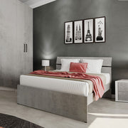 Single bed and a half for the room in concrete gray color cm 200x131xH 98