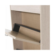 Slim shoe cabinet in melamine wood 3 flaps elm 108x65x15 cm