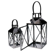 Square silver metal lantern 1-2 cm19x19h42