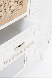 Sideboard with three doors and two drawers in white wood CLOTILDE 87x36x h80 cm