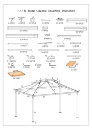 Luxury gazebo 3x4m with mosquito net and 400g - m2 cloth