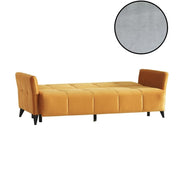 Levy 2 seater sofa in gray fabric with container and bed