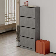 Grey Retro Flip-Flop Shoe Cabinet with 4 Doors 73W x 26D x 154.5H cm