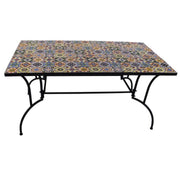 Metal table for outdoor 150 x 80 cm. with Mosaic Flower decoration