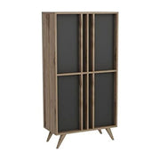 High sideboard 4 anthracite walnut doors 72x35x139h cm