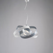 Modern suspension chandelier in white and gray iron one light cm 54x h25