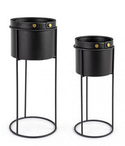 Set of 2 Zeina black steel plant pots