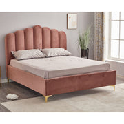 Artu Pink Upholstered Storage Bed with Embellished Headboard and Included Bed Base 160x190 cm