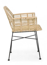 Tunas chair with armrests in natural fiber