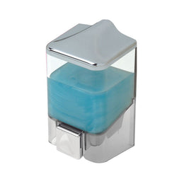 Liquid Soap Dispenser 0.5L Transparent and Chrome 8.5 x 8.5 x 16 cm