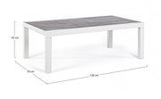 Outdoor coffee table in white aluminum KLEDI LUNAR 120x70x h43 cm