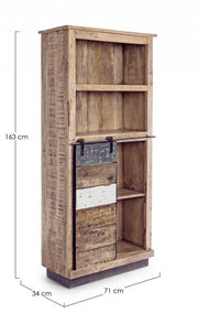 Bookcase 1 door 4 floors Tudor wood 71 x 34 x 163 cm