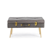 Velvet bench with storage POLINA Gray 80x34x h42 cm