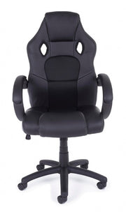 Office armchair with black leatherette Racing bracelets