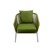 VISALIA garden lounge set in white aluminum and green rope 4 pieces