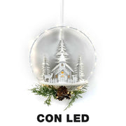 Led metal garland with white churchcm25x7x47,5