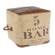 Cube ottoman in industrial style leather cm 45x45x45h