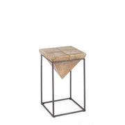 Steel stool with seat in fir wood PRISMY 25,5x25,5x h46 cm