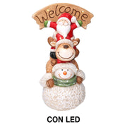 Resin LED Santa Claus with reindeer and puppet 27.5x20h48 cm